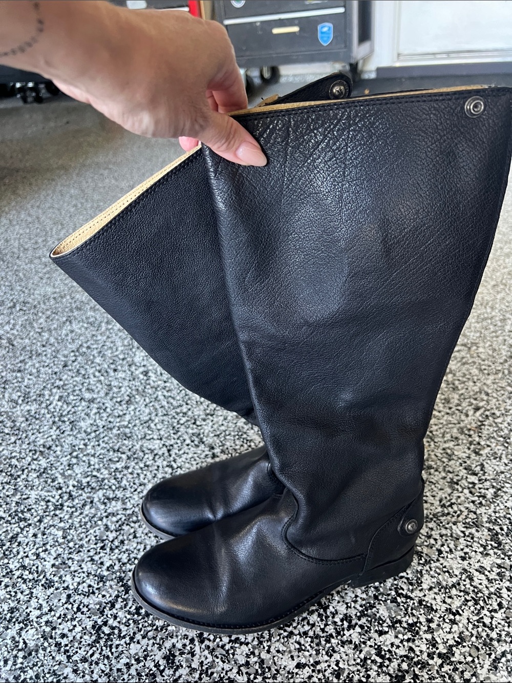 Leather Tall Boots - Black -